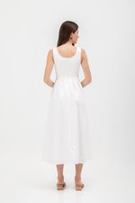 ADORA CONTRAST FABRIC SCOOPNECK MIDI DRESS