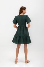 GRETAL V NECK BUTTONDOWN TIERED MINI LINEN DRESS  GRETAL V NECK BUTTONDOWN TIERED MINI LINEN DRESS