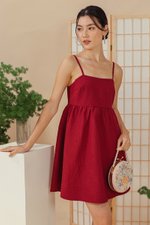 LANI TEXTURED FIT &amp; FLARE MINI DRESS