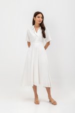 CLARIN FIT &amp; FLARE COLLARED MAXI DRESS