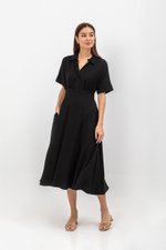 CLARIN FIT &amp; FLARE COLLARED MAXI DRESS