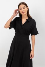 CLARIN FIT &amp; FLARE COLLARED MAXI DRESS