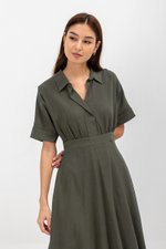 CLARIN FIT &amp; FLARE COLLARED MAXI DRESS