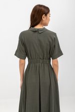 CLARIN FIT &amp; FLARE COLLARED MAXI DRESS