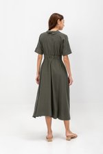 CLARIN FIT &amp; FLARE COLLARED MAXI DRESS