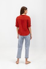 ELARA BUTTON DOWN PUFF SLEEVE MUSLIN TOP