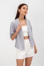 ELARA BUTTON DOWN PUFF SLEEVE MUSLIN TOP