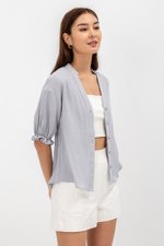 ELARA BUTTON DOWN PUFF SLEEVE MUSLIN TOP