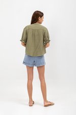 ELARA BUTTON DOWN PUFF SLEEVE MUSLIN TOP