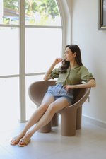 ELARA BUTTON DOWN PUFF SLEEVE MUSLIN TOP