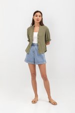 ELARA BUTTON DOWN PUFF SLEEVE MUSLIN TOP