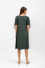 URSA V NECK TIE SLEEVES MIDI DRESS W SASH