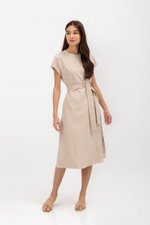 GEMMA CAP SLEEVE MIDI DRESS WITH SASH
