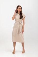 GEMMA CAP SLEEVE MIDI DRESS WITH SASH