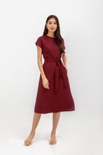 GEMMA CAP SLEEVE MIDI DRESS WITH SASH