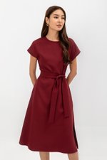 GEMMA CAP SLEEVE MIDI DRESS WITH SASH