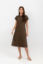 GEMMA CAP SLEEVE MIDI DRESS WITH SASH