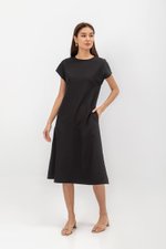 GEMMA CAP SLEEVE MIDI DRESS WITH SASH