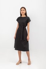 GEMMA CAP SLEEVE MIDI DRESS WITH SASH