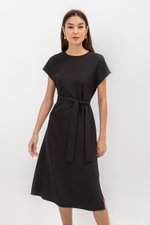 GEMMA CAP SLEEVE MIDI DRESS WITH SASH