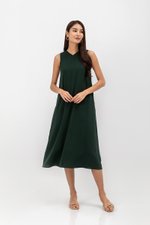 NAILA HIGH V NECK SLEEVELESS MIDI DRESS