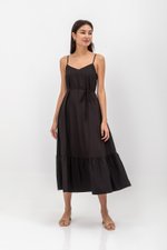 MAISIE FLOUNCE HEM V NECK MAXI DRESS W SASH