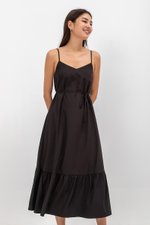 MAISIE FLOUNCE HEM V NECK MAXI DRESS W SASH