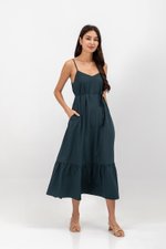 MAISIE FLOUNCE HEM V NECK MAXI DRESS W SASH