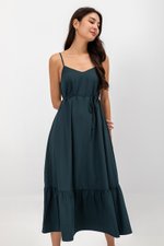 MAISIE FLOUNCE HEM V NECK MAXI DRESS W SASH