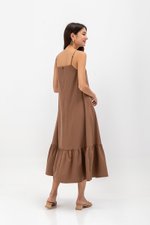 MAISIE FLOUNCE HEM V NECK MAXI DRESS W SASH