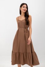 MAISIE FLOUNCE HEM V NECK MAXI DRESS W SASH