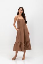 MAISIE FLOUNCE HEM V NECK MAXI DRESS W SASH