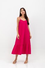 MAISIE FLOUNCE HEM V NECK MAXI DRESS W SASH