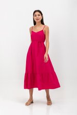 MAISIE FLOUNCE HEM V NECK MAXI DRESS W SASH