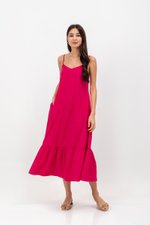 MAISIE FLOUNCE HEM V NECK MAXI DRESS W SASH