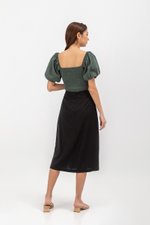 VALERIA LINEN MIDI SKIRT W SLIT