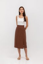 VALERIA LINEN MIDI SKIRT W SLIT