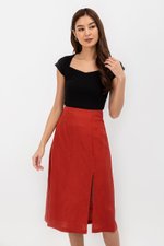 VALERIA LINEN MIDI SKIRT W SLIT
