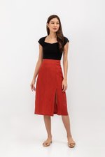 VALERIA LINEN MIDI SKIRT W SLIT