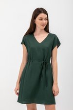 ZURI KAFTAN LINEN MINI DRESS W SASH
