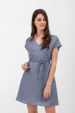 ZURI KAFTAN LINEN MINI DRESS W SASH