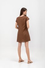 ZURI KAFTAN LINEN MINI DRESS W SASH