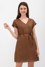 ZURI KAFTAN LINEN MINI DRESS W SASH