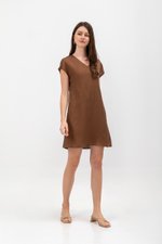 ZURI KAFTAN LINEN MINI DRESS W SASH