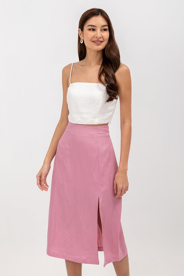VALERIA LINEN MIDI SKIRT W SLIT