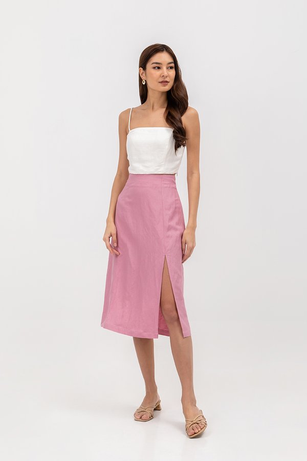 VALERIA LINEN MIDI SKIRT W SLIT
