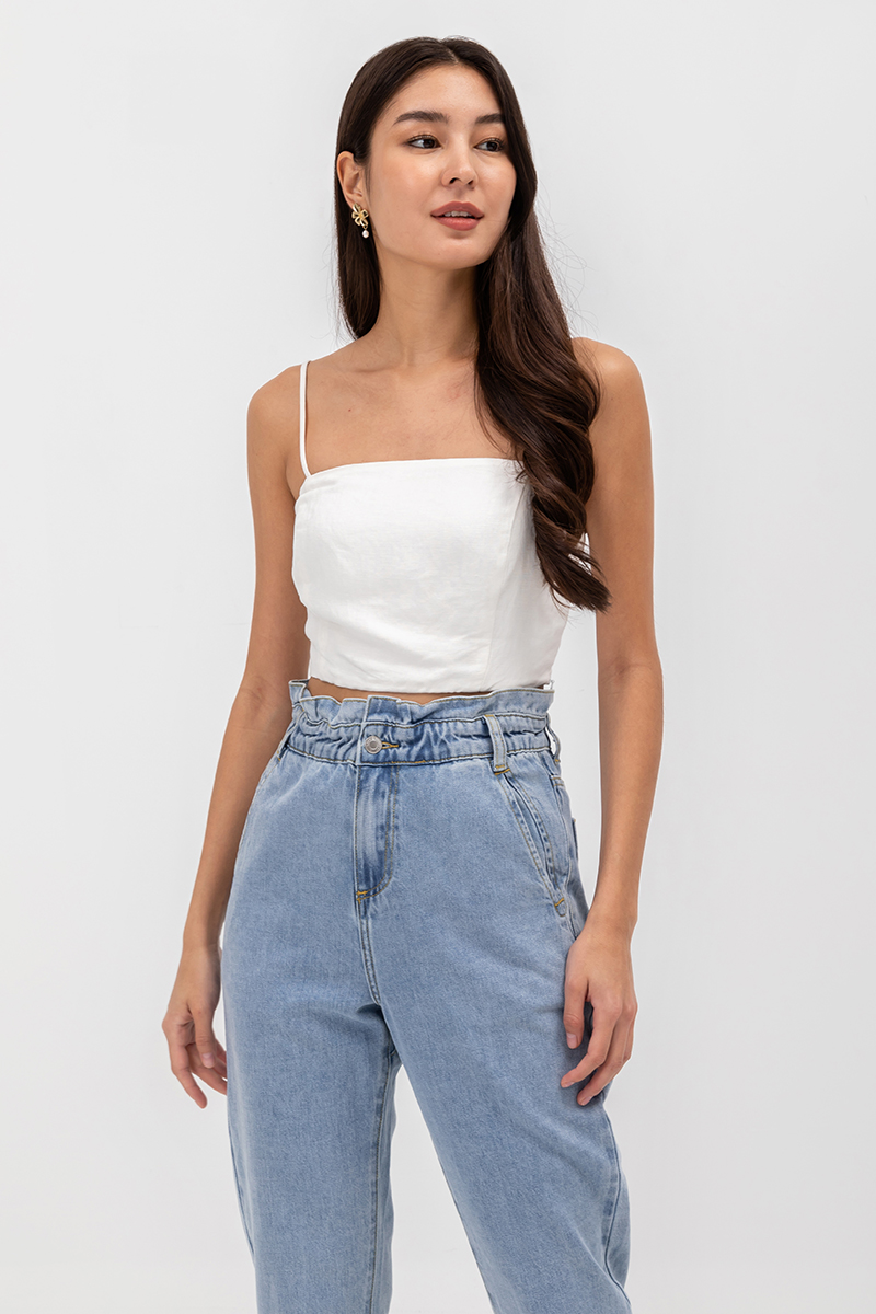 KYLIE LINEN CROPPED CAMISOLE