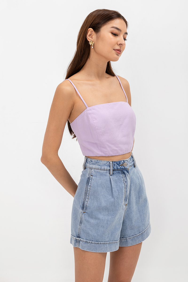 KYLIE LINEN CROPPED CAMISOLE