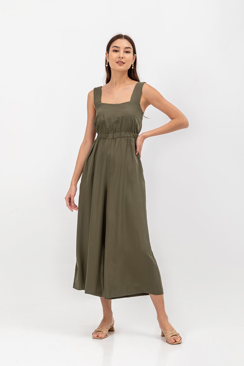 TYRA TENCEL ELASTIC WAISTBAND JUMPSUIT 