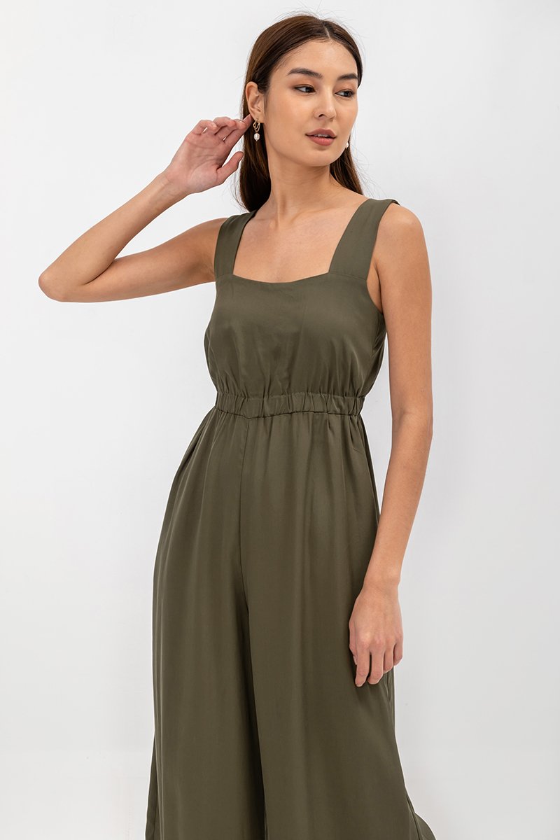 TYRA TENCEL ELASTIC WAISTBAND JUMPSUIT 
